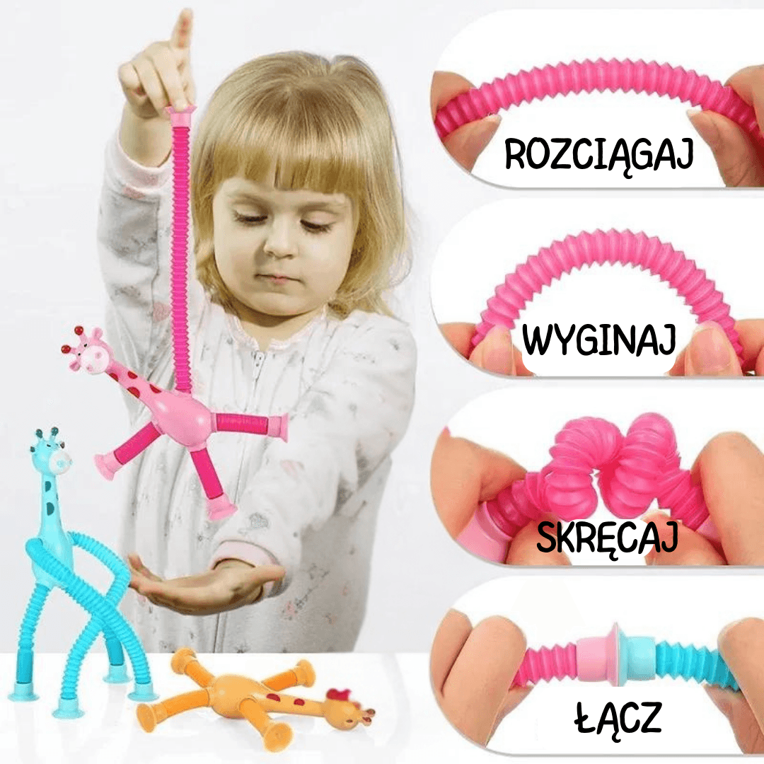 HOPGiraffes - rozciągliwe żyrafki sensoryczne (4 kolory: 💛żółty, 💜fioletowy, 🩷różowy i 💙niebieski)